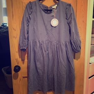 Umgee dusty blue eyelet dress new with tags.
